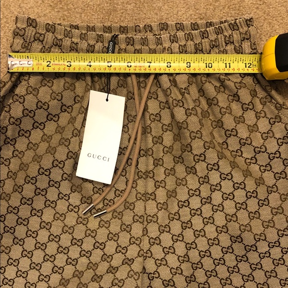 Gucci Tan Monogram Drawstring Shorts - Picture 2 of 4
